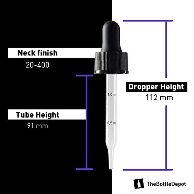 The Bottle Depot - 2 Pack - 2 oz Glass Bottle with Dropper - Amber Frosted - 20-400 Neck Finish - Boston Round Bottles - Leakproof Essential Oils Bottles