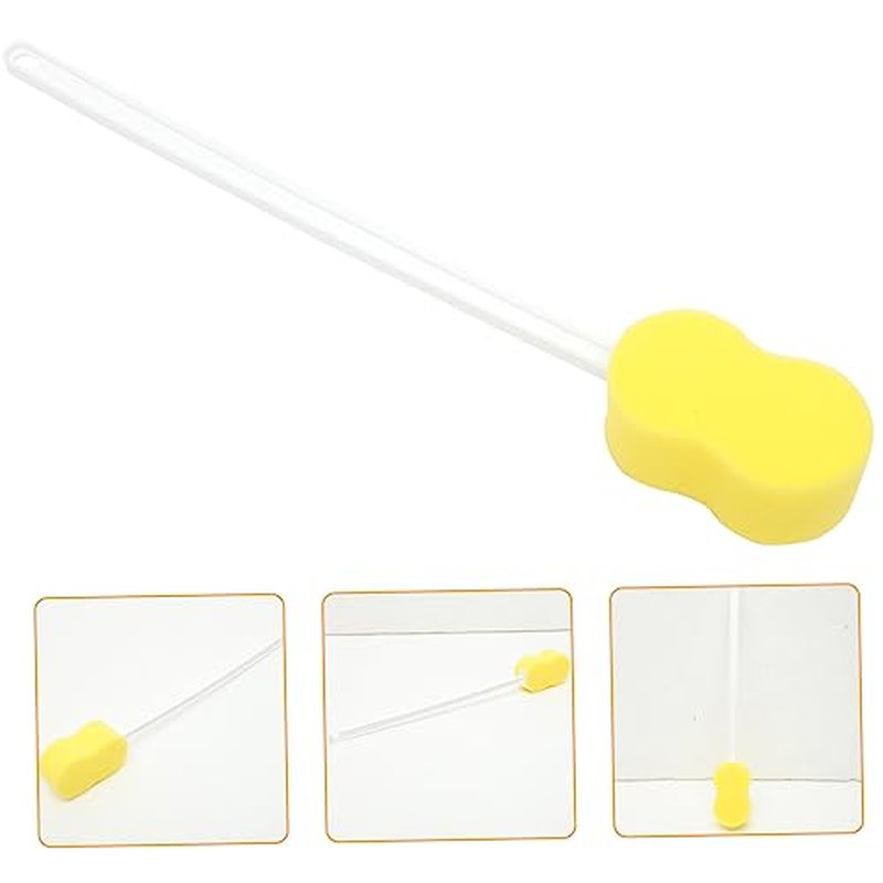FRCOLOR Long Handle Bath Sponge Men Straps Shower Scrub Brush for Body Cleaning Sponge Lotion Applicator for Back Loofah Foot Washer Yellow Shower Scrubbing Brush Bath Brush Flat Set