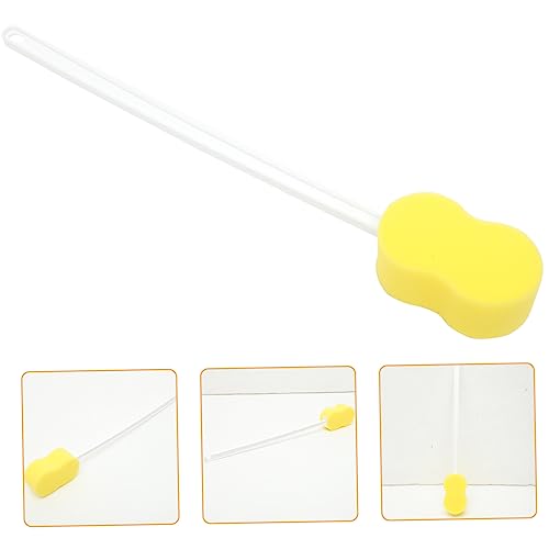FRCOLOR Long Handle Bath Sponge Men Straps Shower Scrub Brush for Body Cleaning Sponge Lotion Applicator for Back Loofah Foot Washer Yellow Shower Scrubbing Brush Bath Brush Flat Set