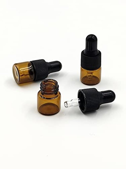 YYNGJCK 15Packs 3ml Tiny Amber Glass Mini Dropper Bottles for Essential Oils, Cosmetics, and Liquid Small Empty Travel Sample Vials with Dropper and Black Caps