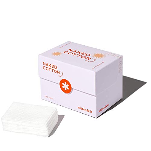 White Rabbit - Naked Cotton Textured - Perforated Facial Cotton Pads - for Makeup Remover, Toner, Mask - 100% Cotton, Unbleached, Lint-Free - Exfoliating & Durable - Natural & Cruelty-Free - 50 Count