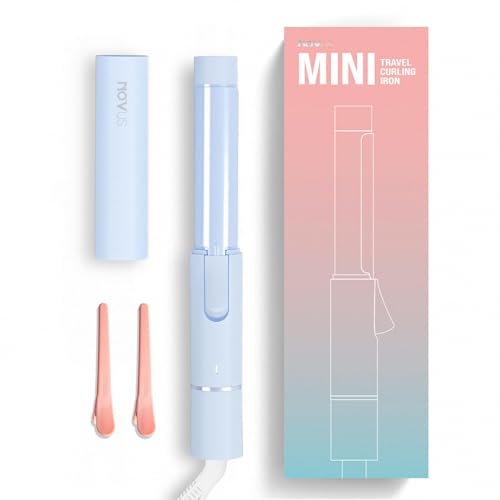 NOVUS Ceramic Mini Curling Wand for Short Hair - 1 Inch Dual Voltage Travel Wand for Worldwide Trips