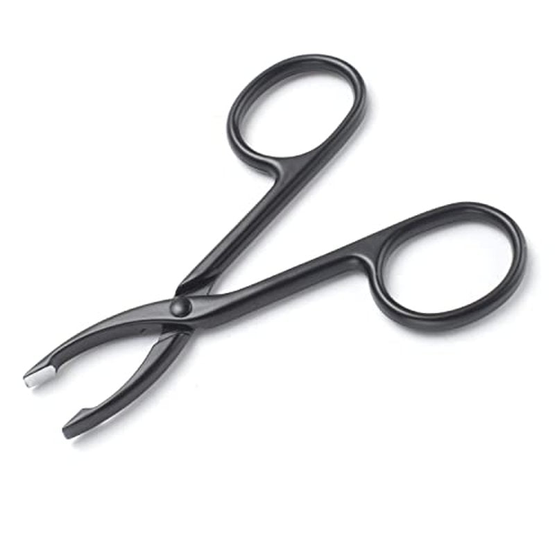 Motanar 2 Pieces Tweezers Scissor Handle Straight Tip Scissor Shaped Eyebrows Tweezers for Hair Plucker Remover Facial Hair Eyebrows Care (Black)
