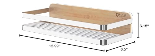 ROYAL CRAFT WOOD Shower Caddy Shelf 2-Pack - Adhesive, No-Drill, Rustproof Bathroom Organizer, Large Capacity Shower Shelves
