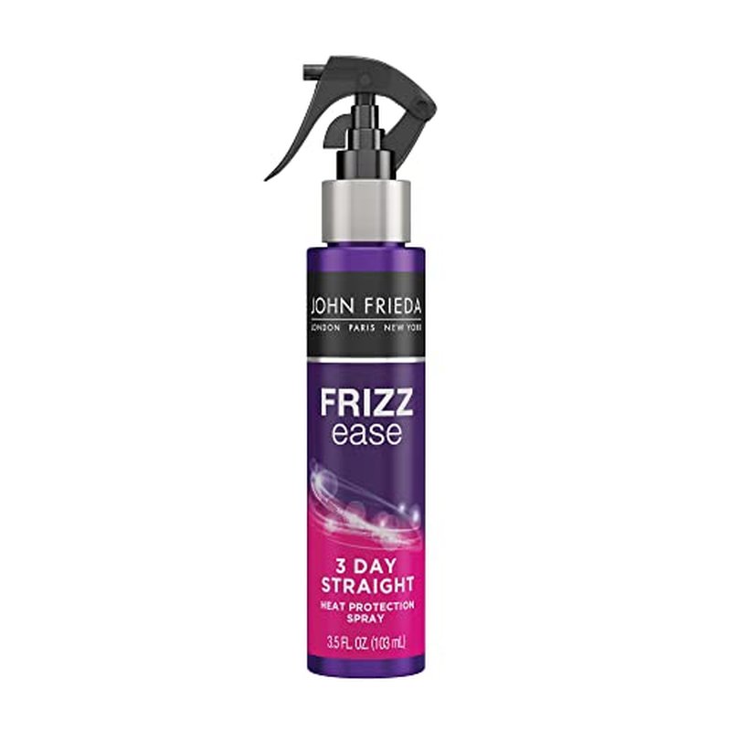 John Frieda Frizz Ease Keratin Infused Flat Iron Hair Spray, 3 Day Straightening Spray, Anti Frizz Heat Protectant for Curly Hair, 3.5 Ounce
