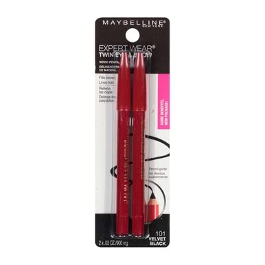 Maybelline Expert Eyes Twin Brow & Eye Pencil, Dark Brown [102], 0.06 oz (Pack of 6)