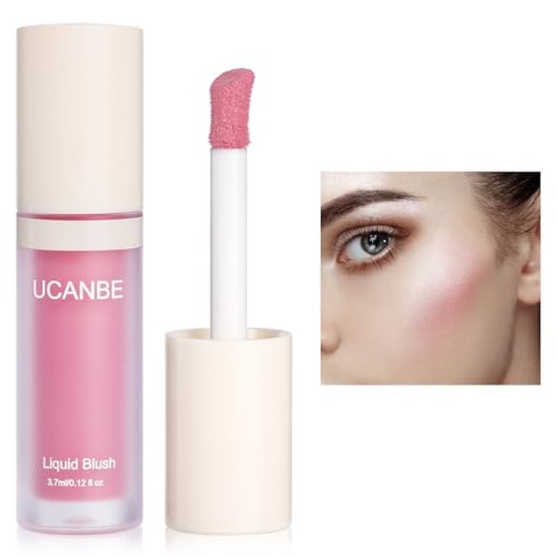UCANBE Liquid Shimmer Blush Makeup for Cheeks, Highly Pigmented, Long Lasting, Anti-scratch, Natural-Looking, Daily Use Makeup Blush Suitable for Women Girls(01 Pink)