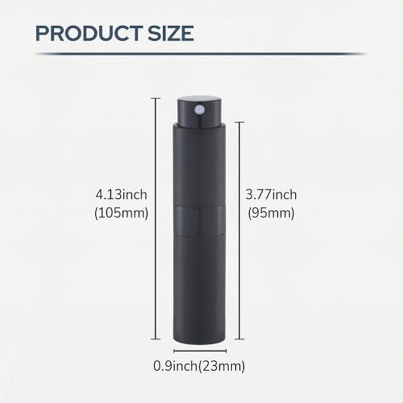 Fusupak 8ml Perfume Atomizer, Travel Cologne Spray Bottle, Refillable Portable Sprayer (Black)