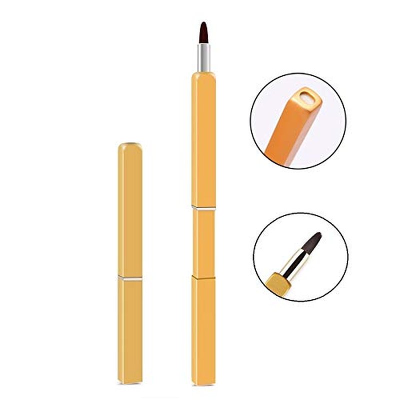 Exquisite Professional Lip Brush Applicators-Retractable Lipstick Brushes- Lipstick Gloss Makeup Brush Tool For Women and Girls (Gold)