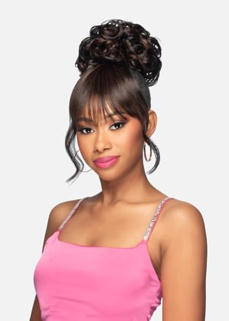 Vivica A. Fox BPB-HEAVEN, Bang & Bun, PIN CURL DOME w/BANG & SPIRAL CURL SIDES, Color 99j Dark Burgundy Wine