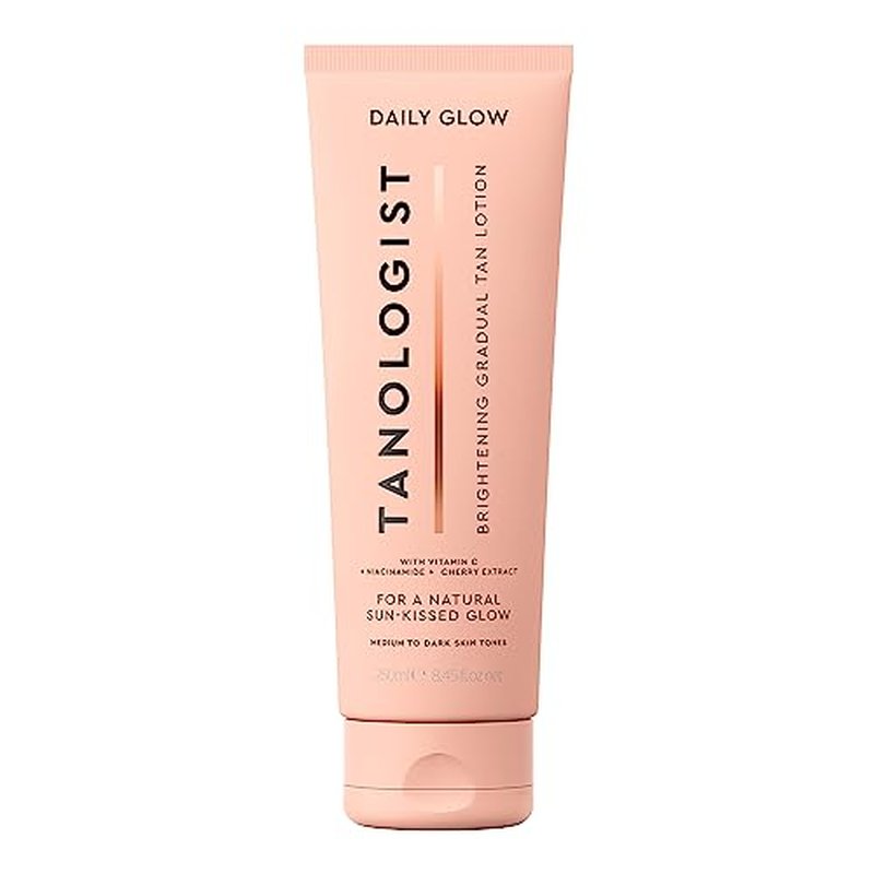 Tanologist Brightening Daily Glow - Medium/Dark - Illuminating Gradual Tan Lotion - Natural, Sun Kissed Glow - Daily Tanning Lotion with Vitamin C, Niacinimide & Cherry Extract - 8.45 fl oz