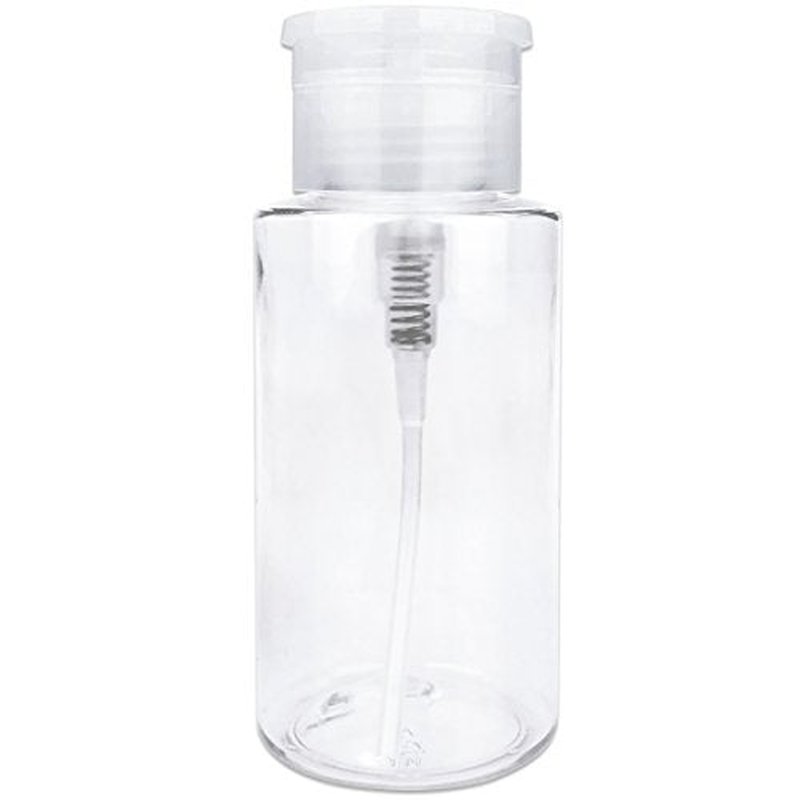 7oz Clear Push Down Pump Dispenser Empty Refillerble Bottle with Flip Top Cap - for Nail Polish, Travel, Cosmetics Packaging
