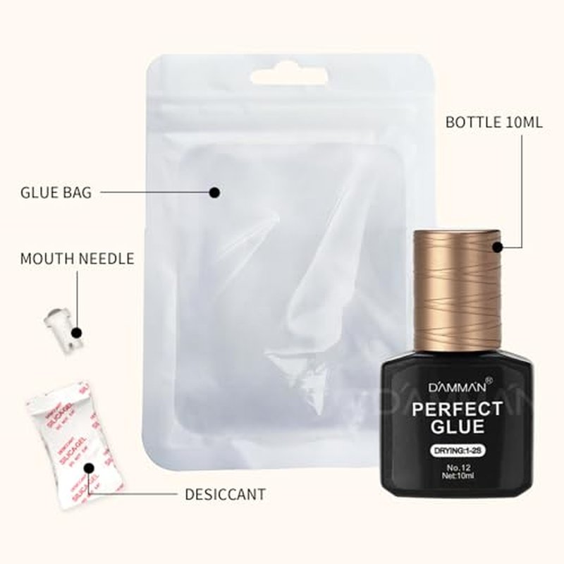 1 Bottle 15ml 1-2 mins Remove Eyelash Damman Eyelash Remove Gel and 1 Bottle 1-2s Fast Drying Damman No.12 Eyelash Glue for Long Rentention 75 Days