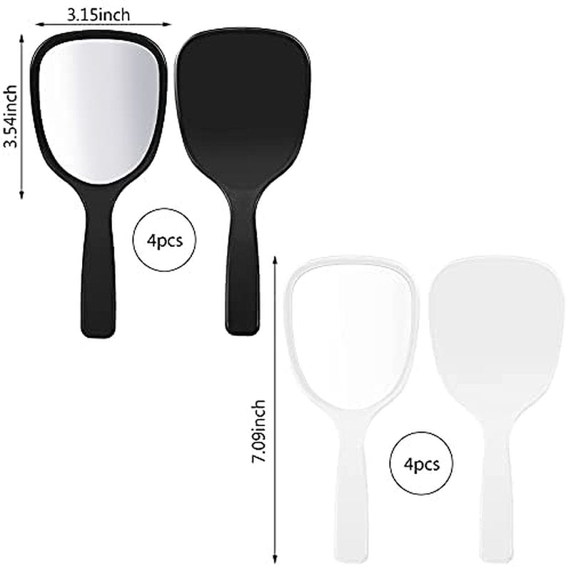 Jetec Small Handheld Hand Mirror Compact Travel Makeup Mirror Handheld Cosmetic Personal Mirror Portable Vanity Mirror 3.15 * 7.09inch(Black, White,8 Pcs)