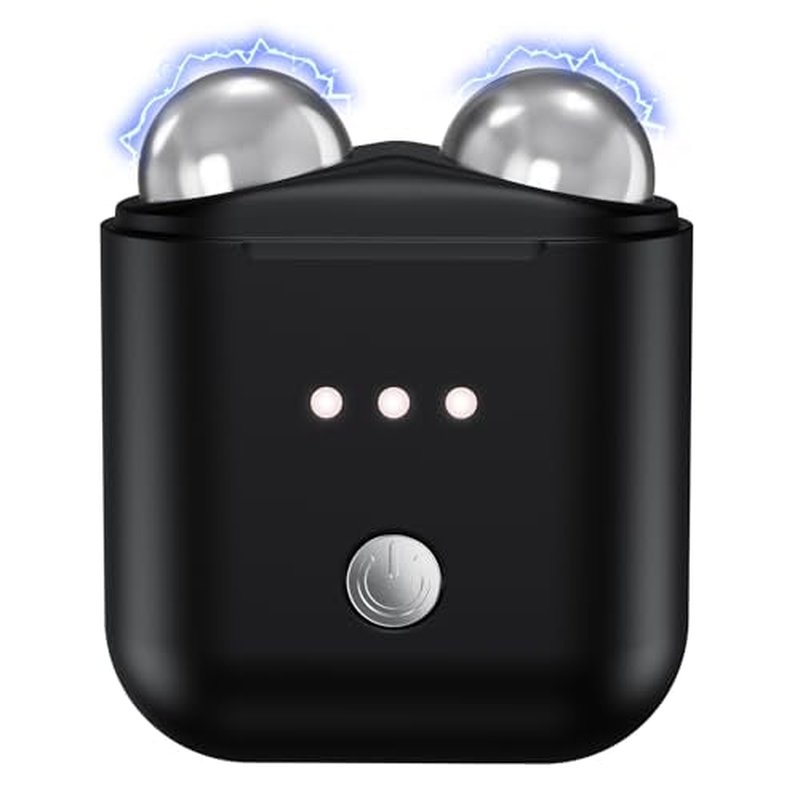 Mini Facial Firming Device, Face and Neck Skincare Device with Vibration Mode, Portable Facial Roller Massager Tool for Man and Woman, Black