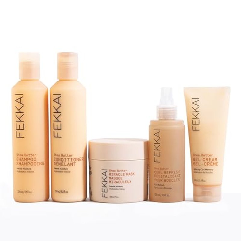 FEKKAI Shea Butter Shampoo (1 Liter) + Conditioner (1 Liter) - Improves Moisture, Softness & Shine - Reduces Frizz by 61% Up to 12H - Free of Sulfates, Parabens, Phthalates - Vegan, Cruelty-Free