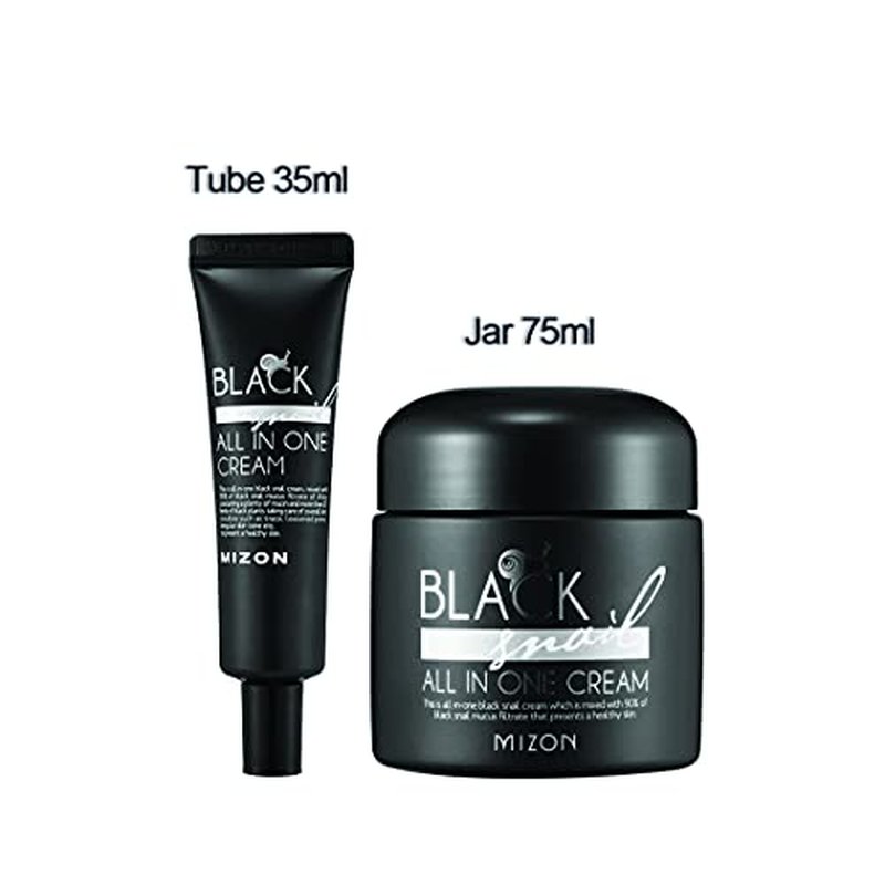 MIZON Black Snail All In One Cream, Premium, Snail Repair Cream, Intensive Care, Korean Skin Care, Facial Moisturizing, Snail Mucin Extract, Wrinkle Care, Firming (35ml / 1.18 fl oz)