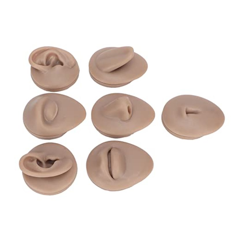 Body Piercing Model 6Pcs Simulation Silicone Body Part Piercing Practice Kit, Ear Eye Nose Mouth Tongue and Belly Button Model for Novice Piercer, Soft Model Body Part Displays Set