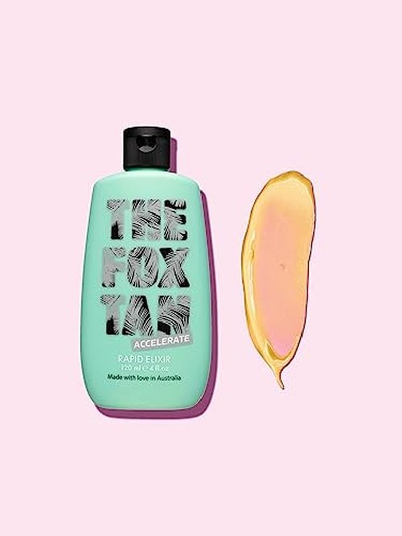 The Fox Tan Rapid Tanning Elixir, Natural Tanning Accelerator Lotion For Darker & Faster Tans, Creates Flawless Tan Skin, Vegan & Cruelty-Free, 120mL