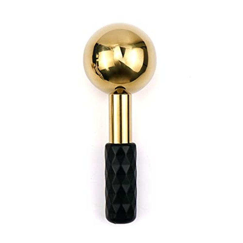 brakverla Facial Ice Globes and Roller, Cooling Massager for Face, Eyes and Neck, Cryotherapy Treatment for Puffiness, Dark Circles and Wrinkles (Gold)