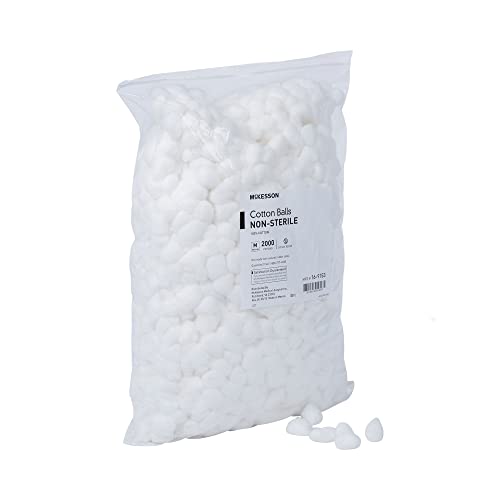 McKesson Cotton Balls [4000 Count] Bulk, 100% Pure Cotton Balls for Face, Nail Polish Remover, Makeup, Medium, 2000 Count, 2 Boxes