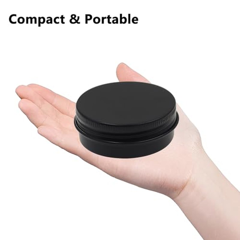Aluminum Tin Jars Containers,ULIFESTAR Leak Proof Cosmetic Tin Jars Containers,Round Tin Cans with Lids,10PCS Black Cosmetic Sample Refillable Containers for Spice (1.1 ounces 52*20mm/2.04*0.78")