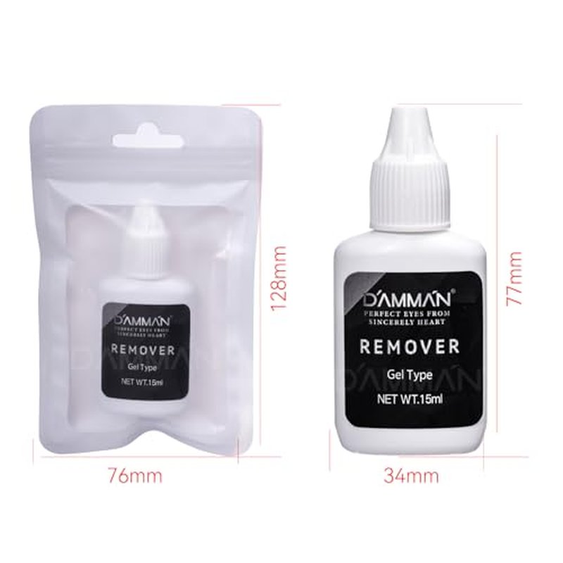 1 Bottle 1-2s Fast Drying 6-7 Weeks Long Lasting No.15 Eyelash Glue and 1 Bottle 15ml 1-2 Mins Eyelash Remover Gel for Professional Salon