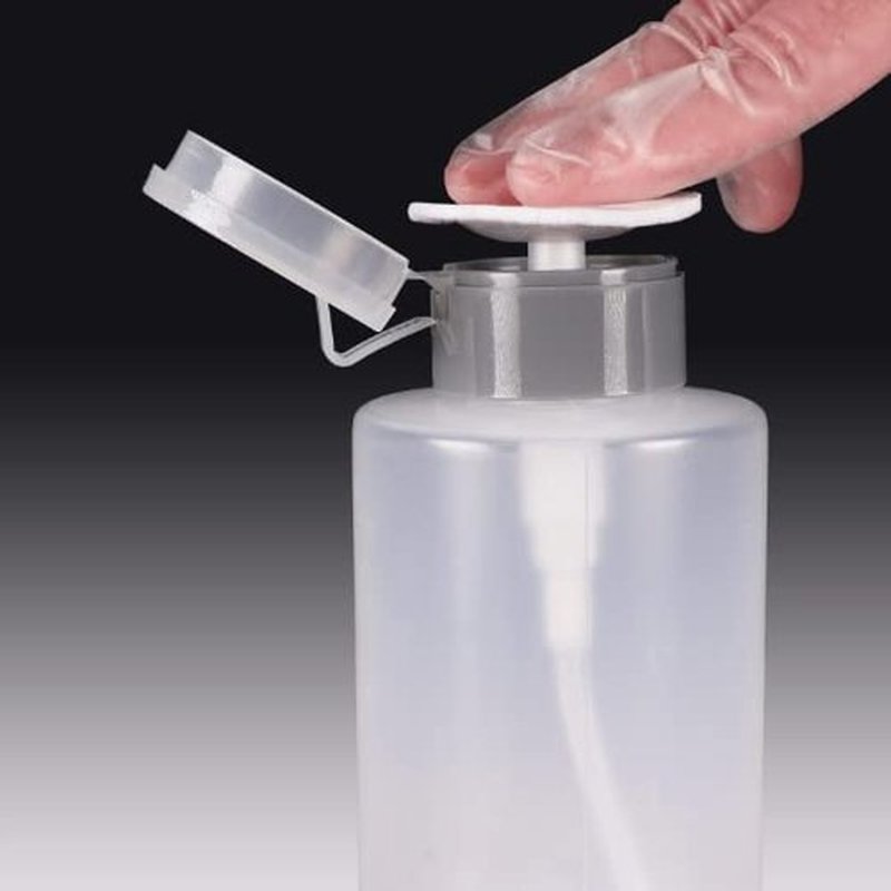 9oz Gray Push Down Pump Dispenser Empty Refillerble Bottle with Flip Top Cap - for Nail Polish, Travel, Cosmetics Packaging