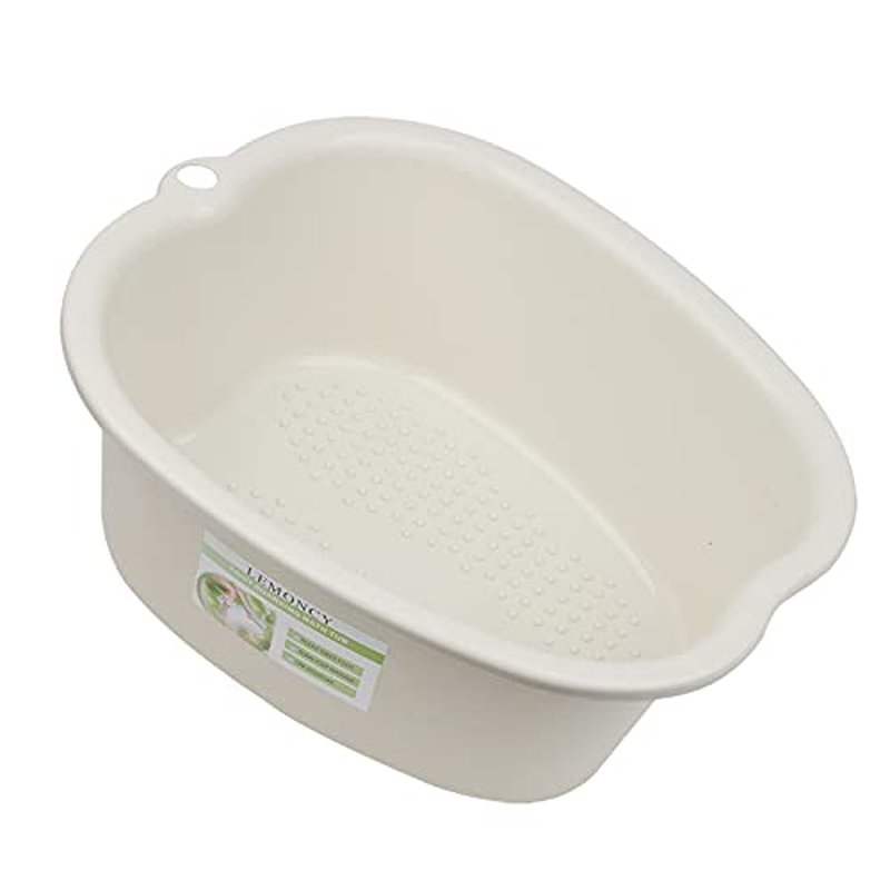 Lemoncy Plastic Foot Basin Foot Bath Spa Wash Bucket and Foot Massage Sturdy Foot Tub for Soaking Foot,Detox,Toe Nails, and Ankles,Pedicure,Portable Foot Tub Beige