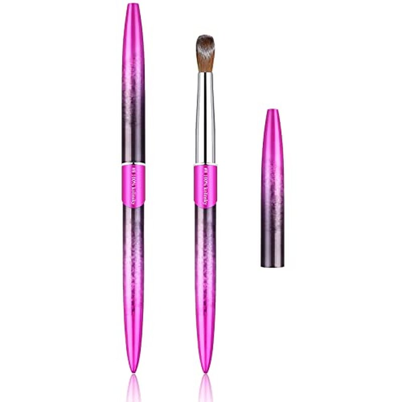 Eptbsdu Pure Kolinsky Acrylic Nail Brush, Nail Brushes with Metal Handle Nail Art Acrylic Application, Gel Nail Powder Brush Nail Extension Professional Salon Quality (#8, Purple)