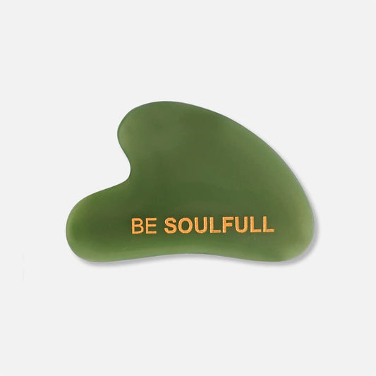 BE SOULFULL Gua Sha | Natural Face Massaging Stone for Firm and Glowing Skin | for Men & Women | 1 Unit (Jade Green)