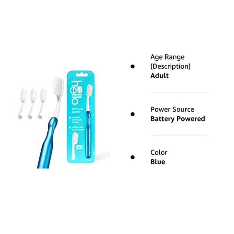 hello Manual Adult Charcoal Toothbrush Replacement Head Refills, Soft Tapered Bristles, BPA Free, 2 count, 4 Toothbrush Refill Heads