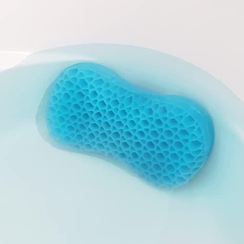 Sunlit Bath Jello Mini Gel Bath Pillows, Lumbar Pillow for Bathtub, Back Support Pillow, Gel Pillow with Non-Slip Suction Cups for Lumbar, Back Rest Support, Fits Curved or Straight Back Tubs, Aqua