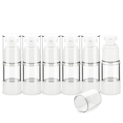 IFDGCTK 0.5OZ/15ML Clear Airless Pump Bottles, Lotion Dispenser Travel with Pump, Vacuum Plastic Travel Size Lotion Bottle for Foundation, Creams, Cosmetic(3 Pack)