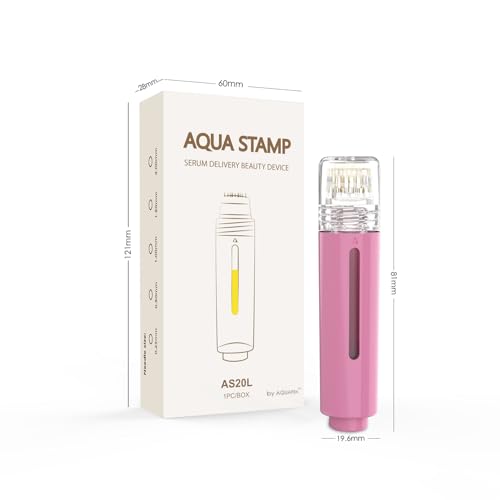 Titanium Derma Stamp Microneedle for Skin Care Face Lips Hair Scalp Derma Roller Alternative Beauty Tool Microneedling Serum Applicator Derma Stamp Pen (Pink)