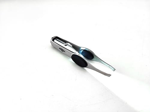 Tweezer Guru Pro Illuminating Eyebrow Tweezers for Women & Men Professional Stainless Steel Slanted Tweezers with LED Light Mirror Pouch Precision Tweezers for Brow Facial Hair Ingrown Hair Silver