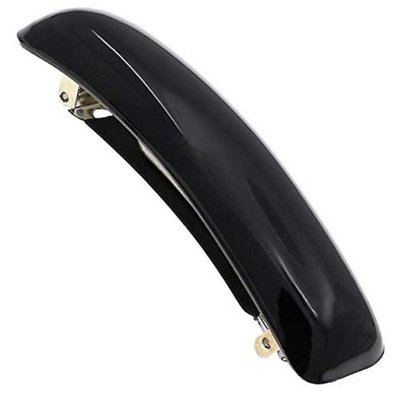 Camila Paris CP3019 French Hair Barrette Clip for Girls, Black, Rubberized Metal Clasp Strong Hold Grip Hair Clips for Women, No Slip Durable and Styling Girls Hair Accessories, Made in France