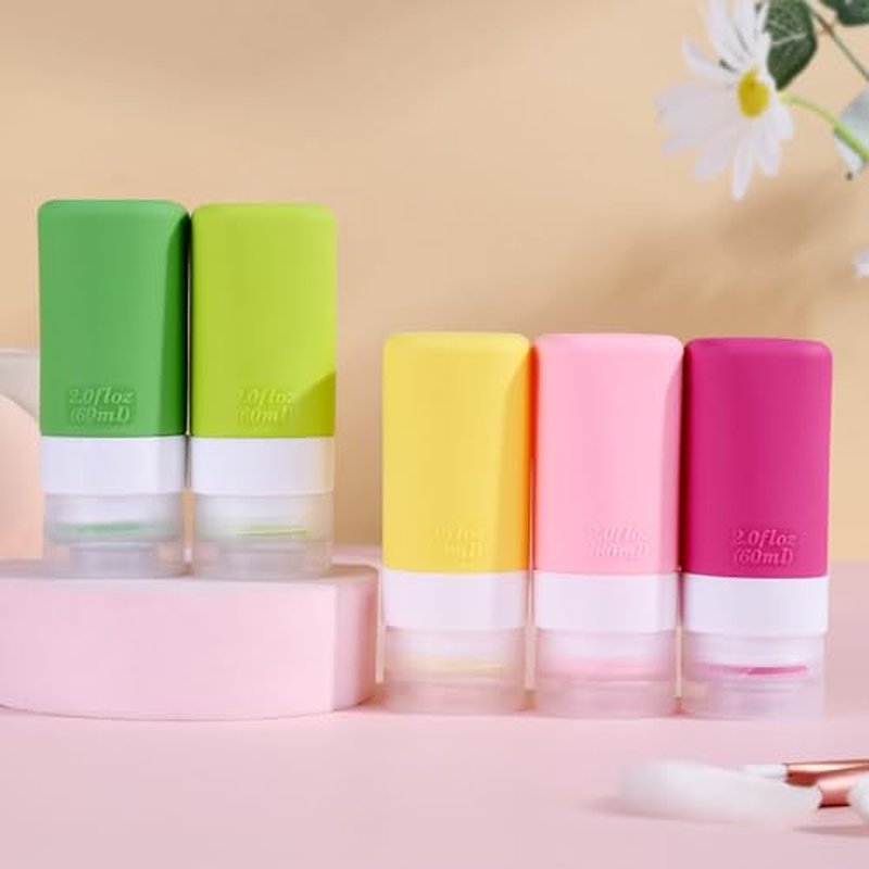 INSFIT Travel Bottles for Toiletries, TSA Approved 2oz Travel Size Containers, BPA Free Leak Proof Squeezable Silicone Tubes for Shampoo Conditioner Lotion Soap with Labels
