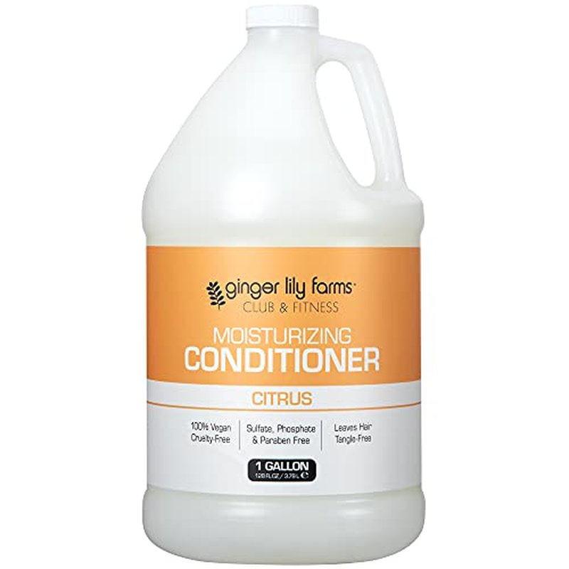 Ginger Lily Farms Club & Fitness Moisturizing Conditioner for Dry Hair, 100% Vegan & Cruelty-Free, Citrus Scent, 1 Gallon (128 fl oz) Refill