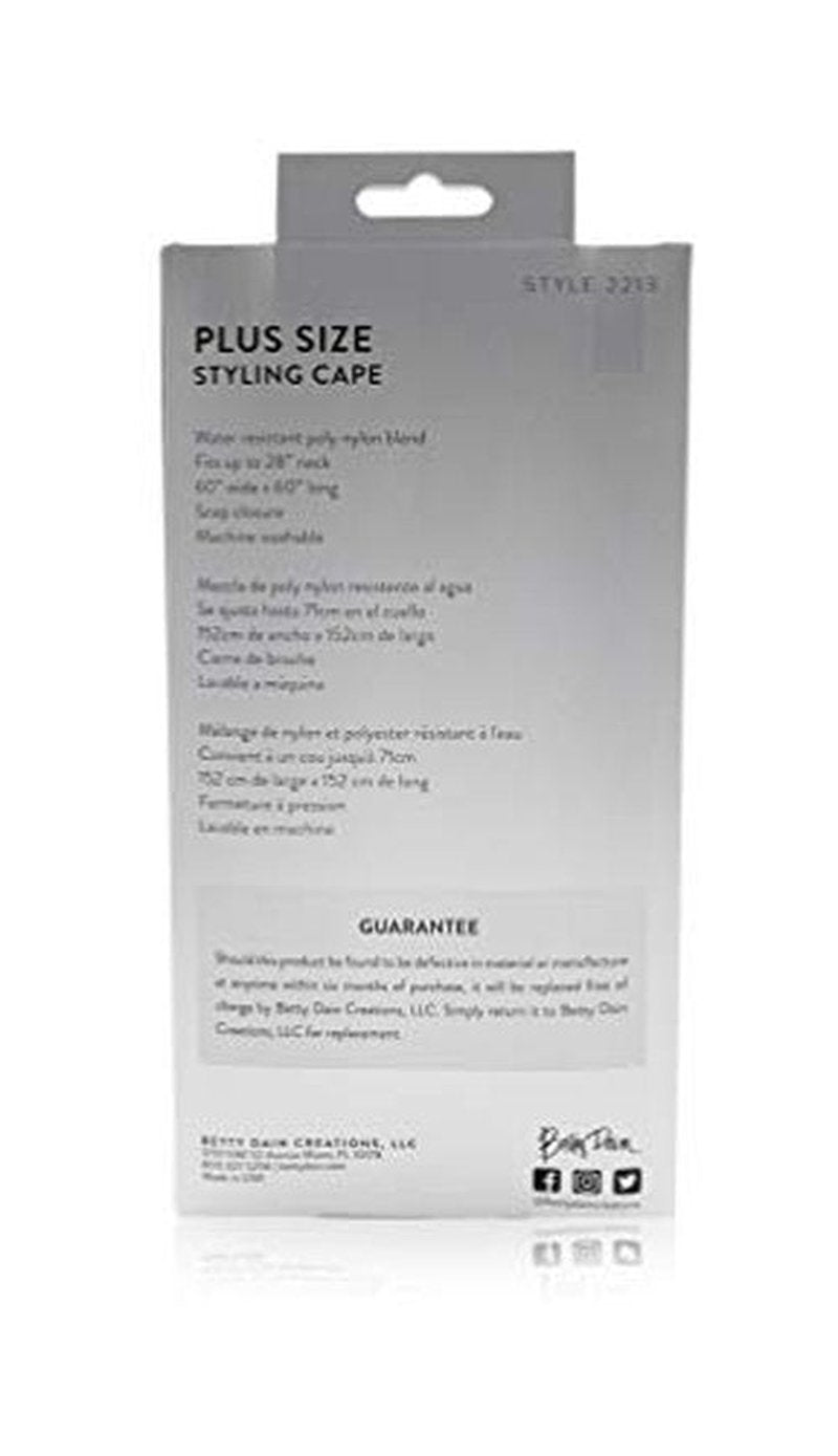 A Size Above Oversized Styling Cape with Snap Closure, Cut to Fit and Flatter a Larger Figure, Fits Up to 28 inch Neck, Soft Poly/Nylon Blend Fabric, Water Resistant, Machine Washable, Black