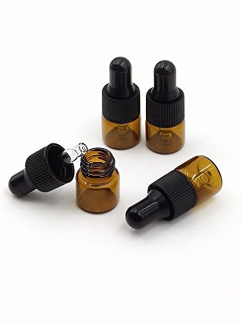 YYNGJCK 15Packs 3ml Tiny Amber Glass Mini Dropper Bottles for Essential Oils, Cosmetics, and Liquid Small Empty Travel Sample Vials with Dropper and Black Caps