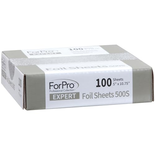 ForPro Expert Embossed Foil Sheets 500S, Aluminum Hair Foils for Color Application and Highlighting Services, Food Safe, Pop-Up Dispenser, 5¡± W x 10.75¡± L, 100-Count