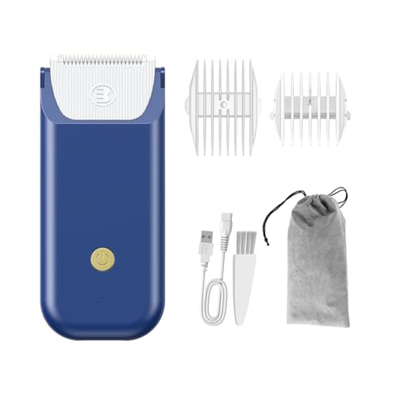 LEMULEGU Women Bikini Trimmer - Pretty Mini Wet/Dry Body Shaver Groomer Waterproof Rechargeable Cordless Hair Removal Razor for Gental Grooming Blue