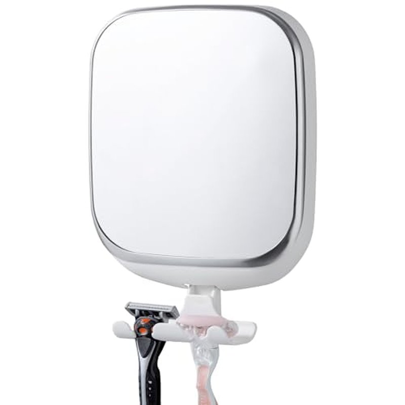 TAILI Shower Mirror Fogless with Razor Holder, Anti Fog Mirror for Shaving Suction for Men, Fogless Mirror Shatterproof & Waterproof, Removable, Wall Mounted (White)