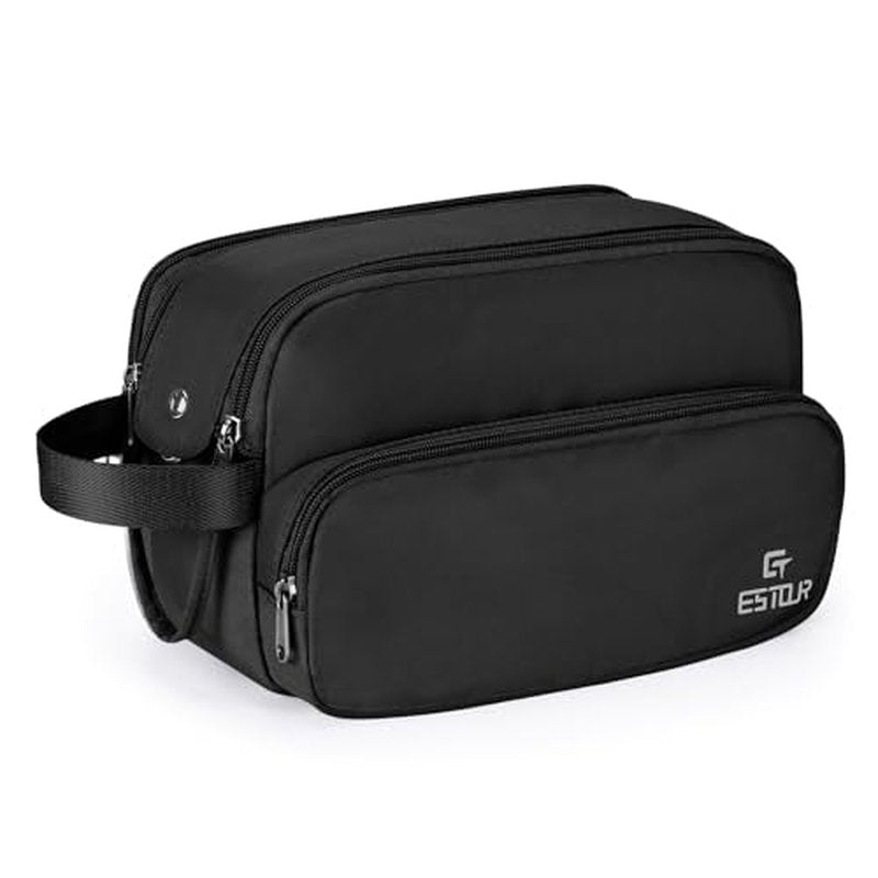 Estour Toiletry Bag for Men, Travel Toiletry Bag Travel Essentials, Dopp Kit Water-resistant Shaving Bag,Bathroom Bag Toiletries Organizer,Classic Black(Polyster)