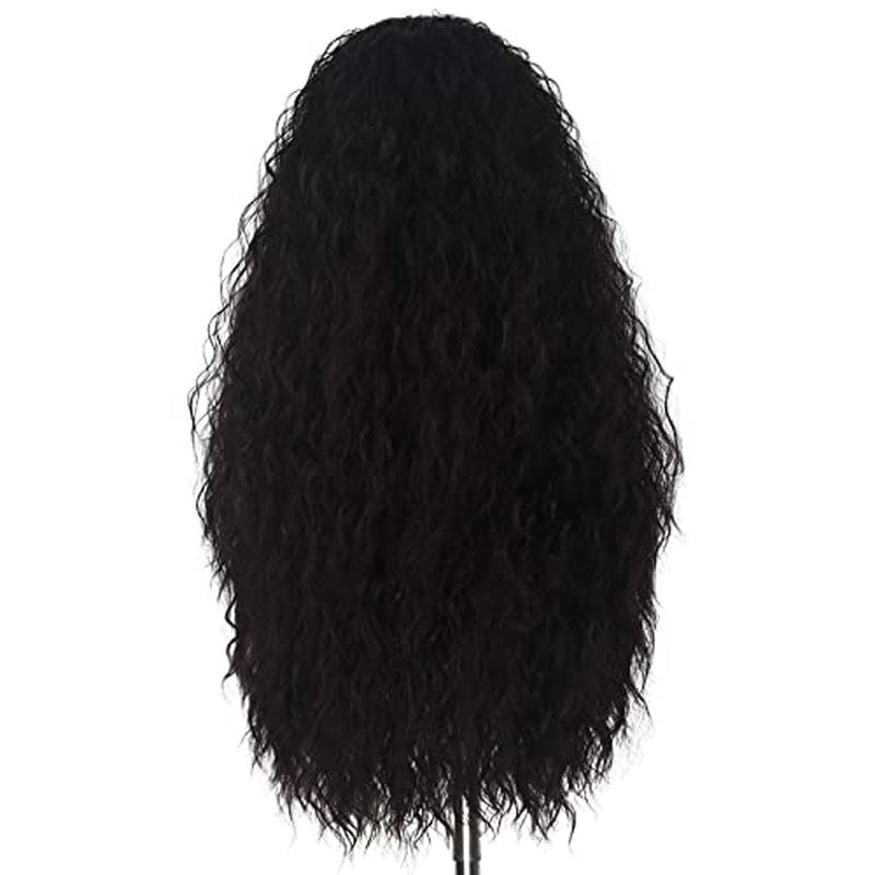 Yan Dream Long Wavy Wig Synthetic Natural Frizzy Dark Brown Hair Wig Movie Cosplay Costume Halloween Wigs Daily Replacement Wig Women Girls Men Wig