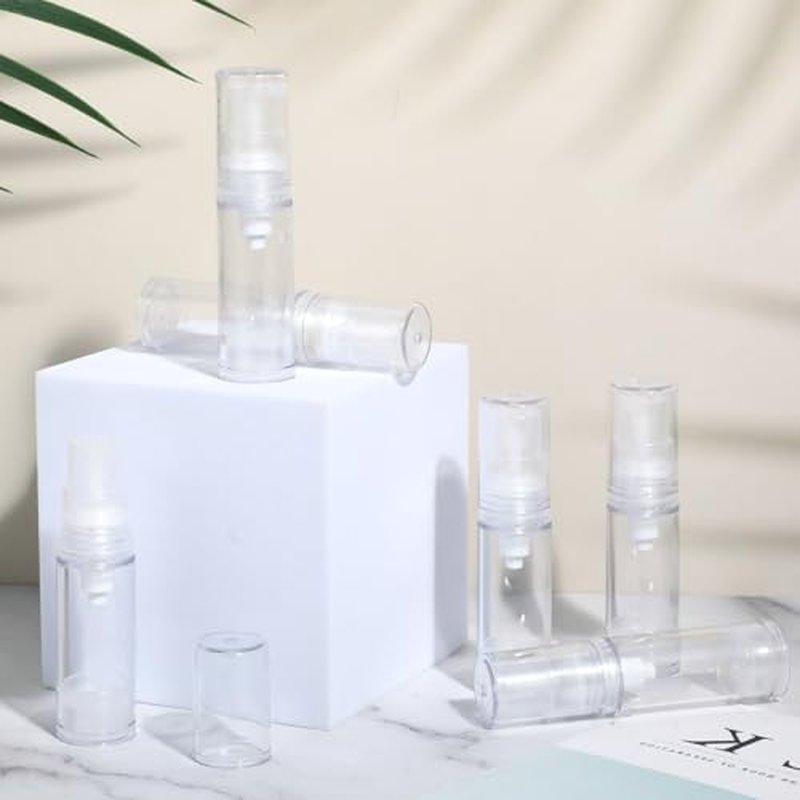 Giantree 6 Pcs 5ml Vacuum Lotion Bottles, Mini Pump Bottle Airless Travel Bottles, Clear Airless Pump Bottles Refillable Lotion Pump Bottles Containers Foundation Toiletries Vacuum Container(5ML)