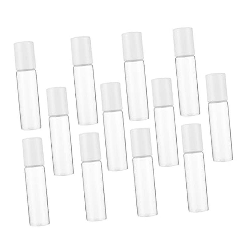 Outanaya 12pcs Glass Roller Bottle Eye Dropper Container Mini Perfume Bottle Sample Vials Bottles Rollerball Bottle Essential Oil Dispenser Refillable Roller Liquid Pumps Dauber Transparent