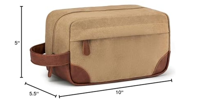 Vorspack Toiletry Bag Hanging Dopp Kit for Men Water Resistant Canvas Shaving Bag with Large Capacity for Travel - Brown