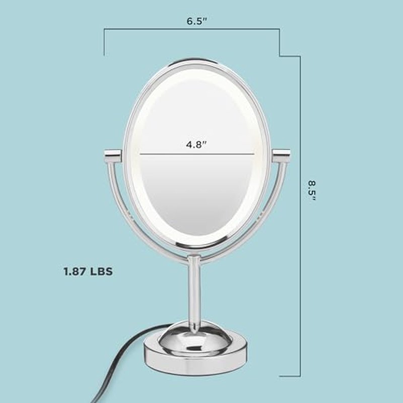 Conair Lighted Makeup Mirror, LED Vanity Mirror, 1X/7X Magnifying Mirror, Double Sided, Corded in Polished Chrome